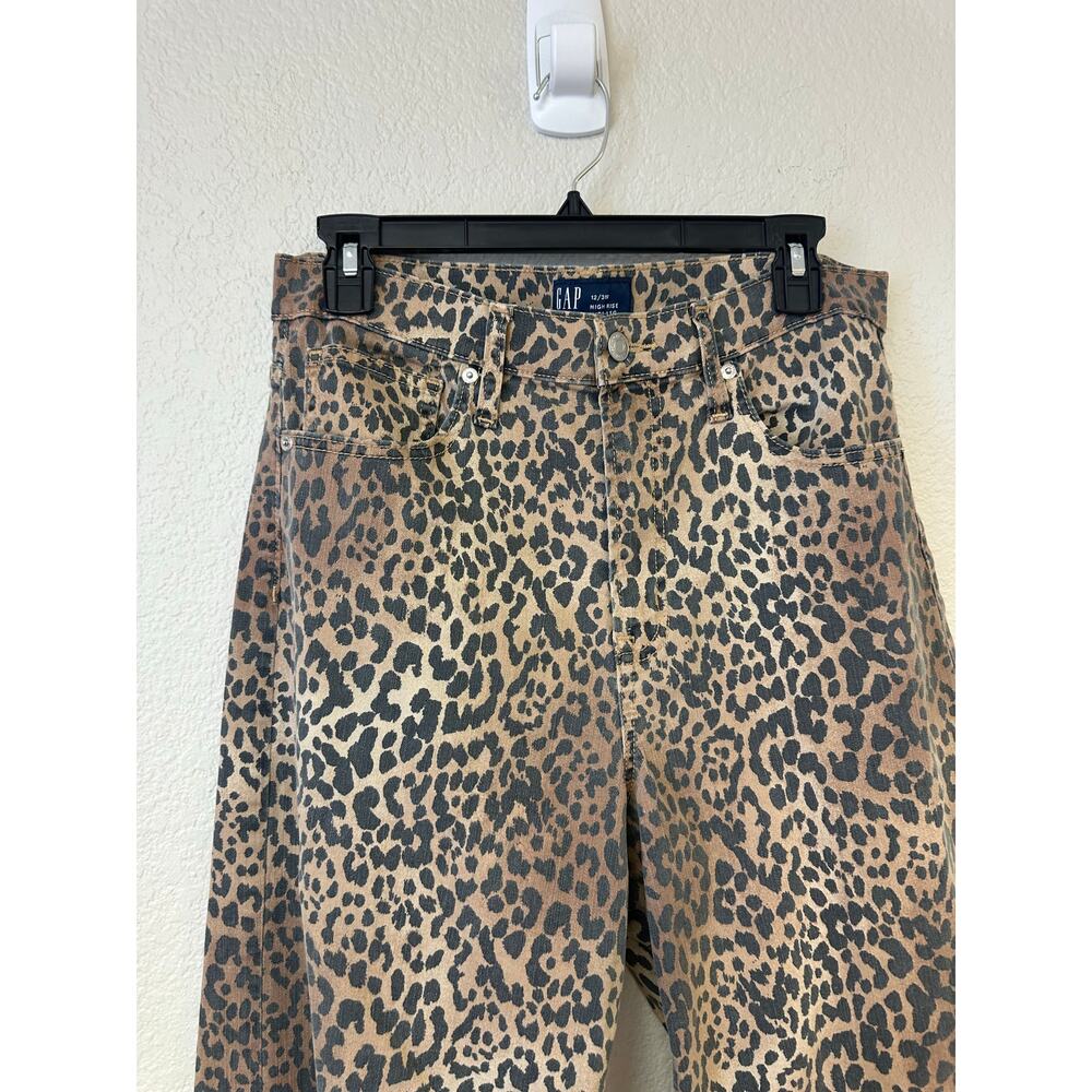 Gap Leopard Print High Rise Wide Leg Jeans Brown Black Size 12/31R - Picture 4 of 6